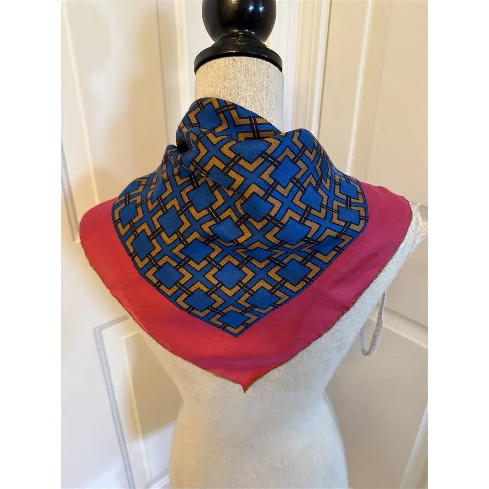 BLUE & PINK Talbots 100% Silk Square Scarf NWT